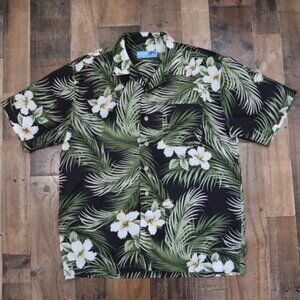 Bahama Coconuts Mens Large Green Tropical Button Down Hawaiian Beach